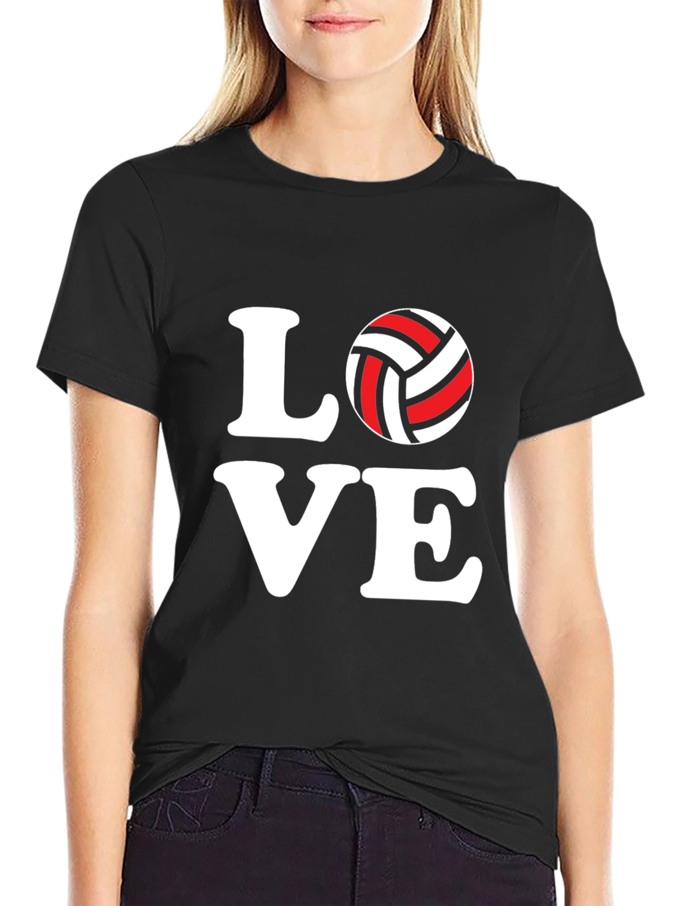 Volleyball Love Graphic Black T-Shirt