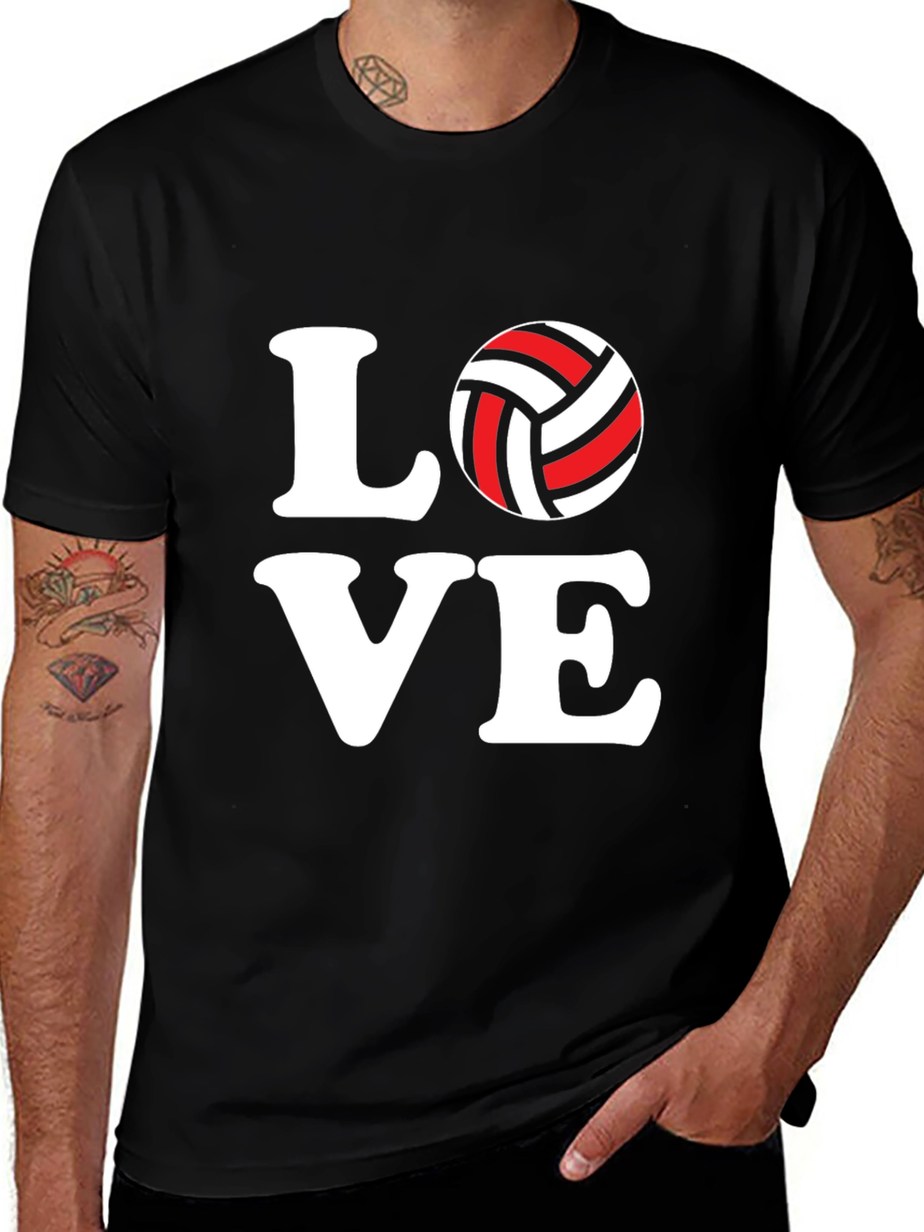 Volleyball Love Graphic Black T-Shirt