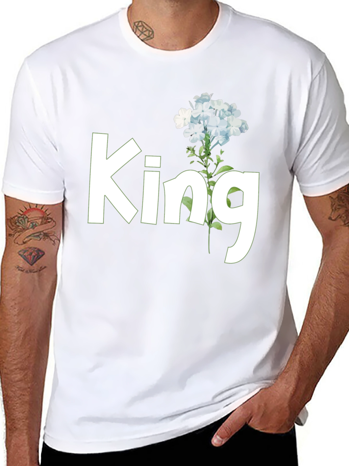King Floral Graphic Tee - Black Cotton T-Shirt