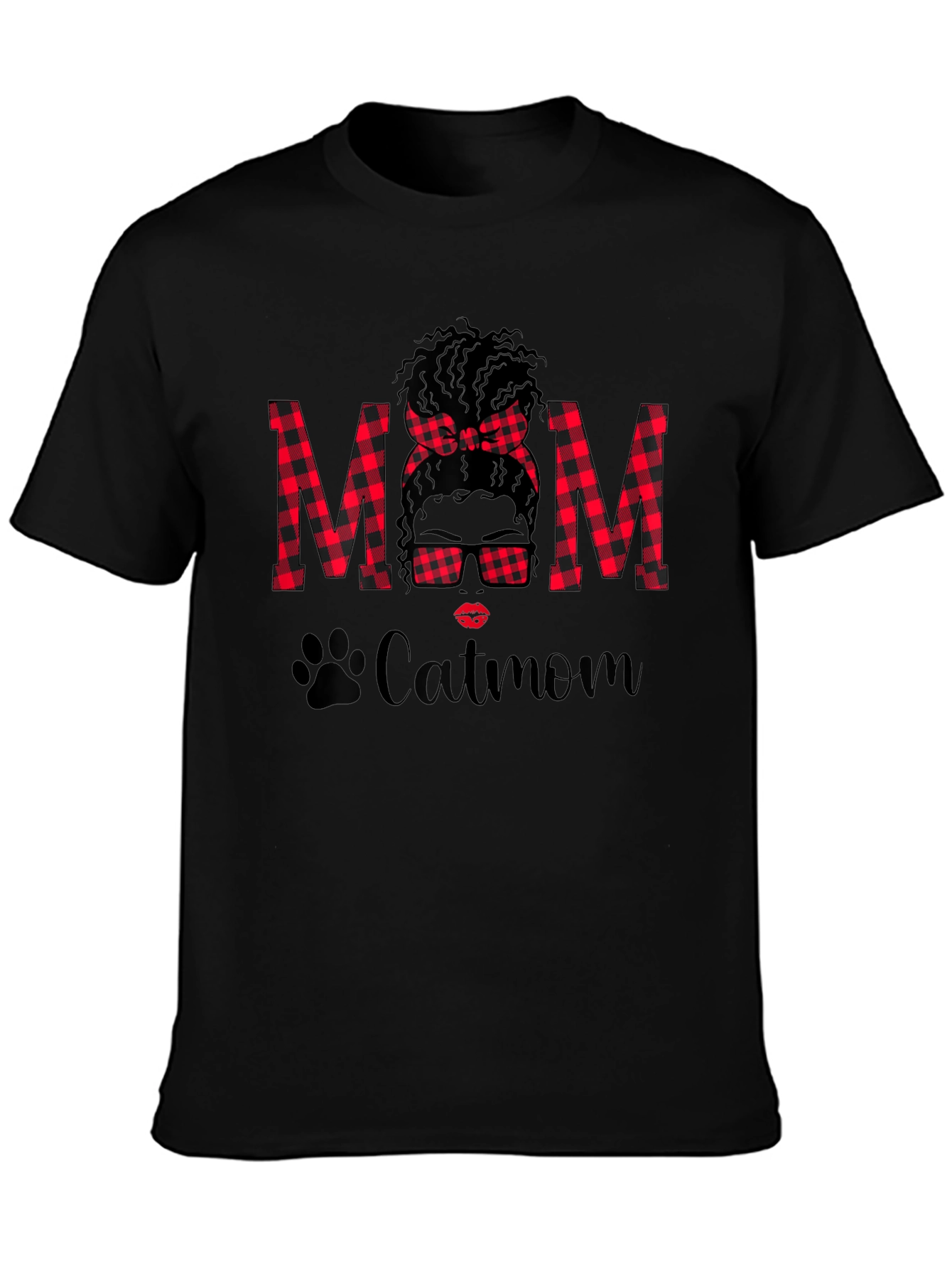 Catmom Buffalo Plaid Graphic Tee