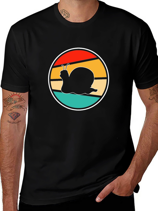Retro Snail Graphic Tee - Black Cotton Comfort