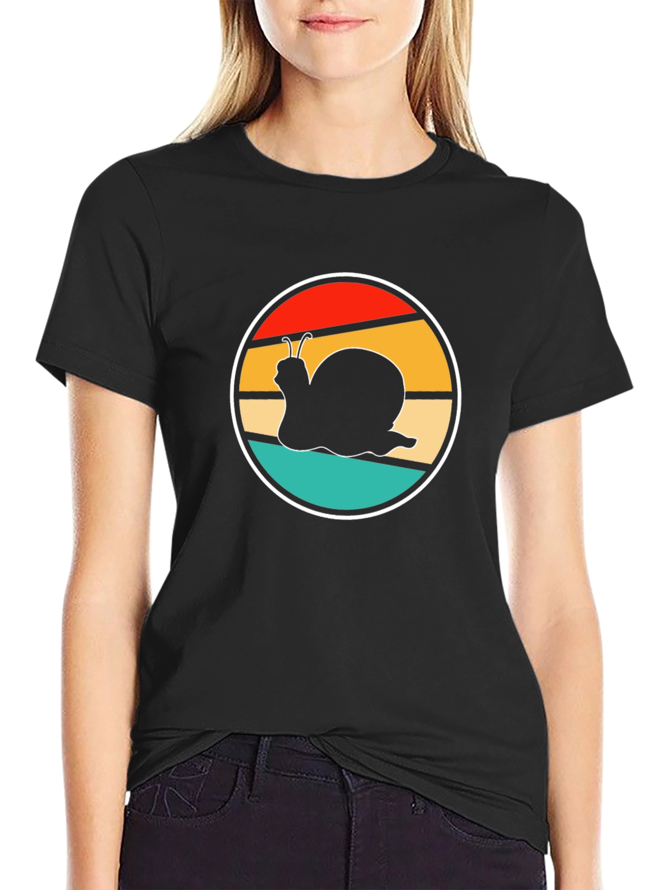 Retro Snail Graphic Tee - Black Cotton Comfort