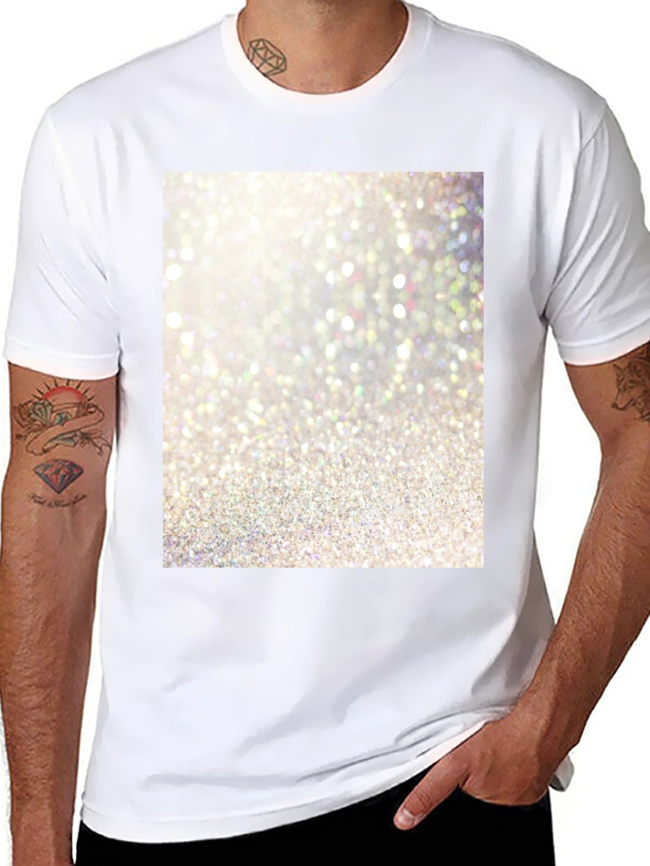 Sparkle Print Black Cotton Tee