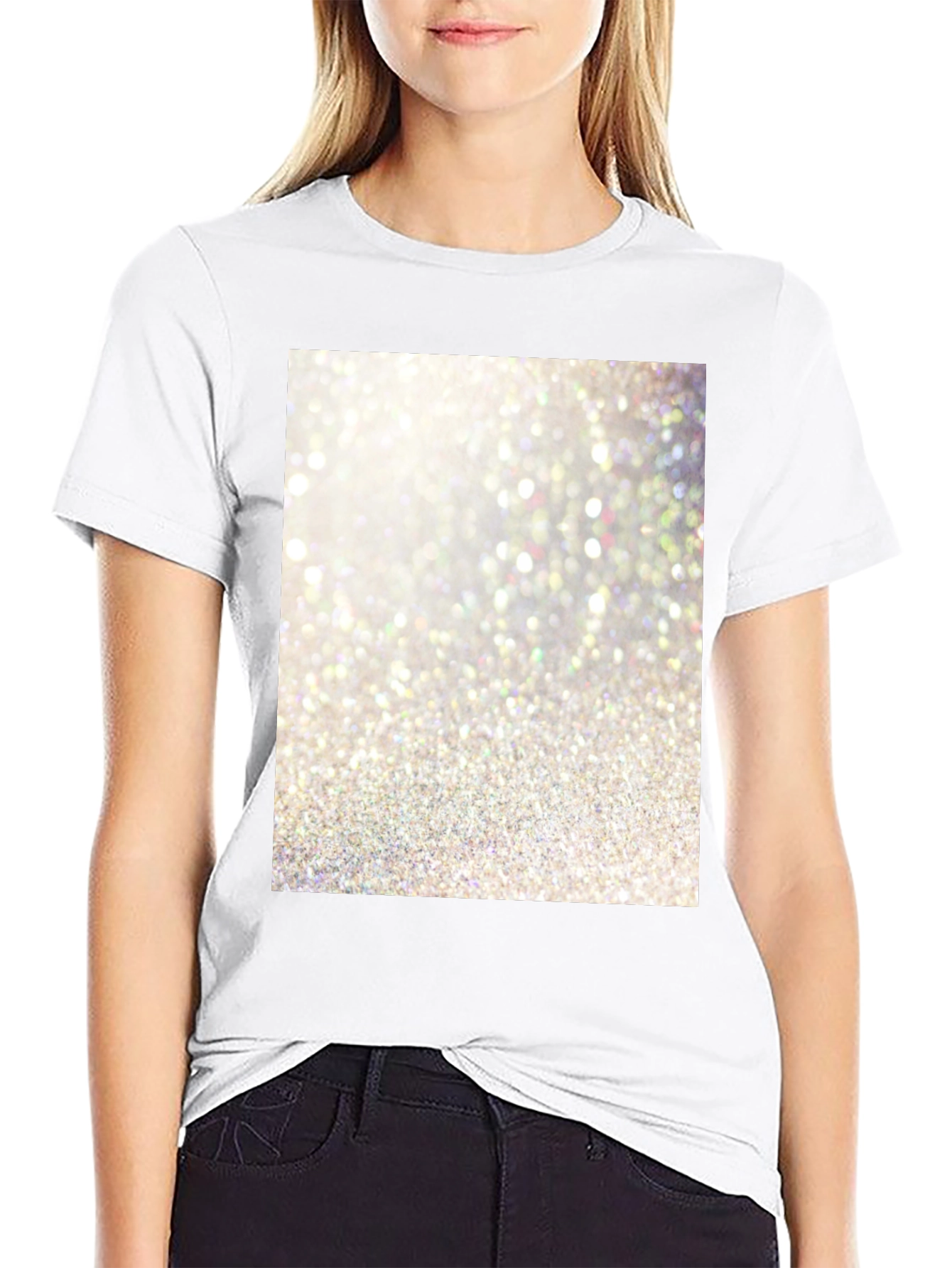 Sparkle Print Black Cotton Tee
