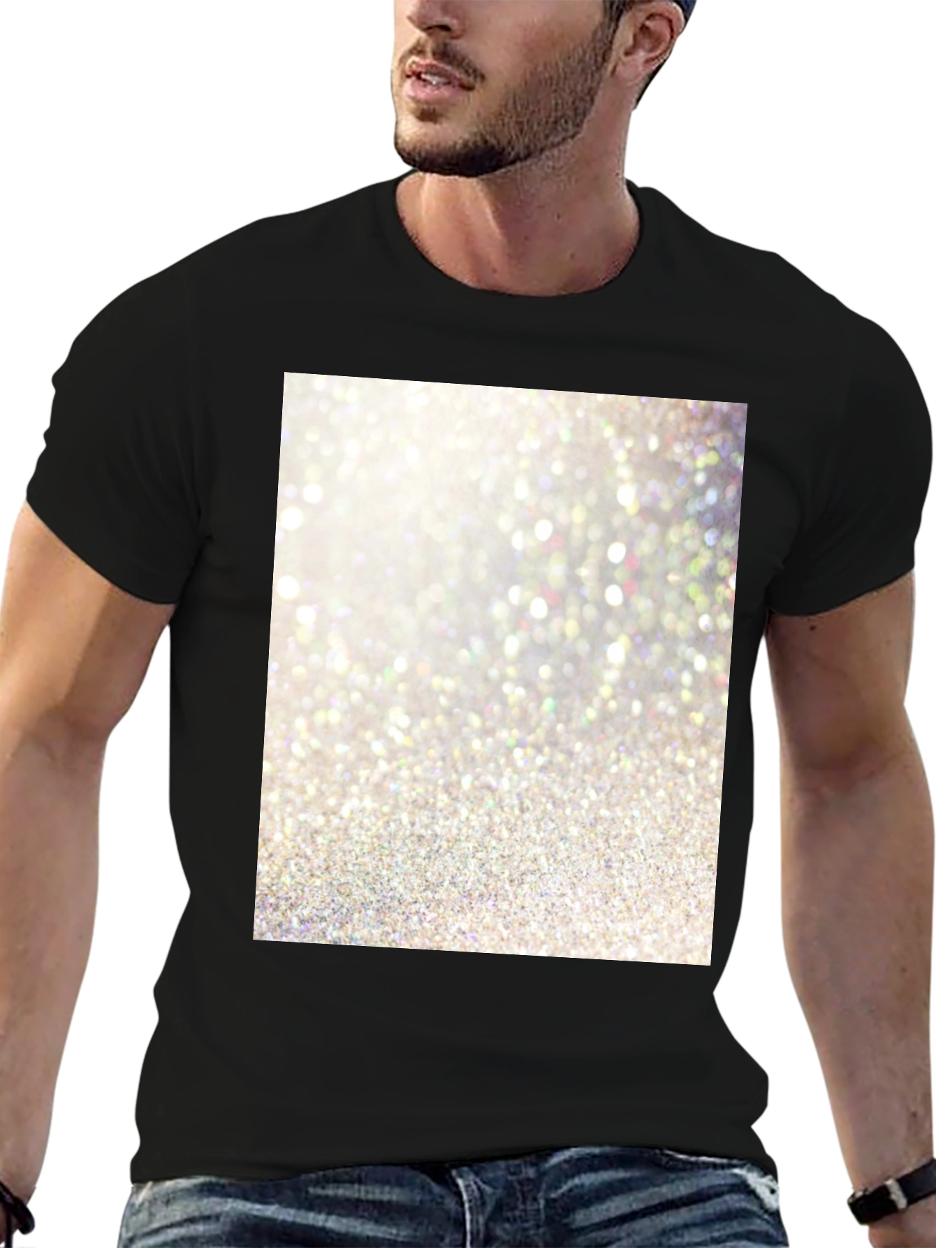 Sparkle Print Black Cotton Tee