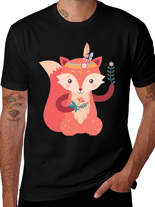 Cute Fox Graphic Tee - Unisex Black T-Shirt