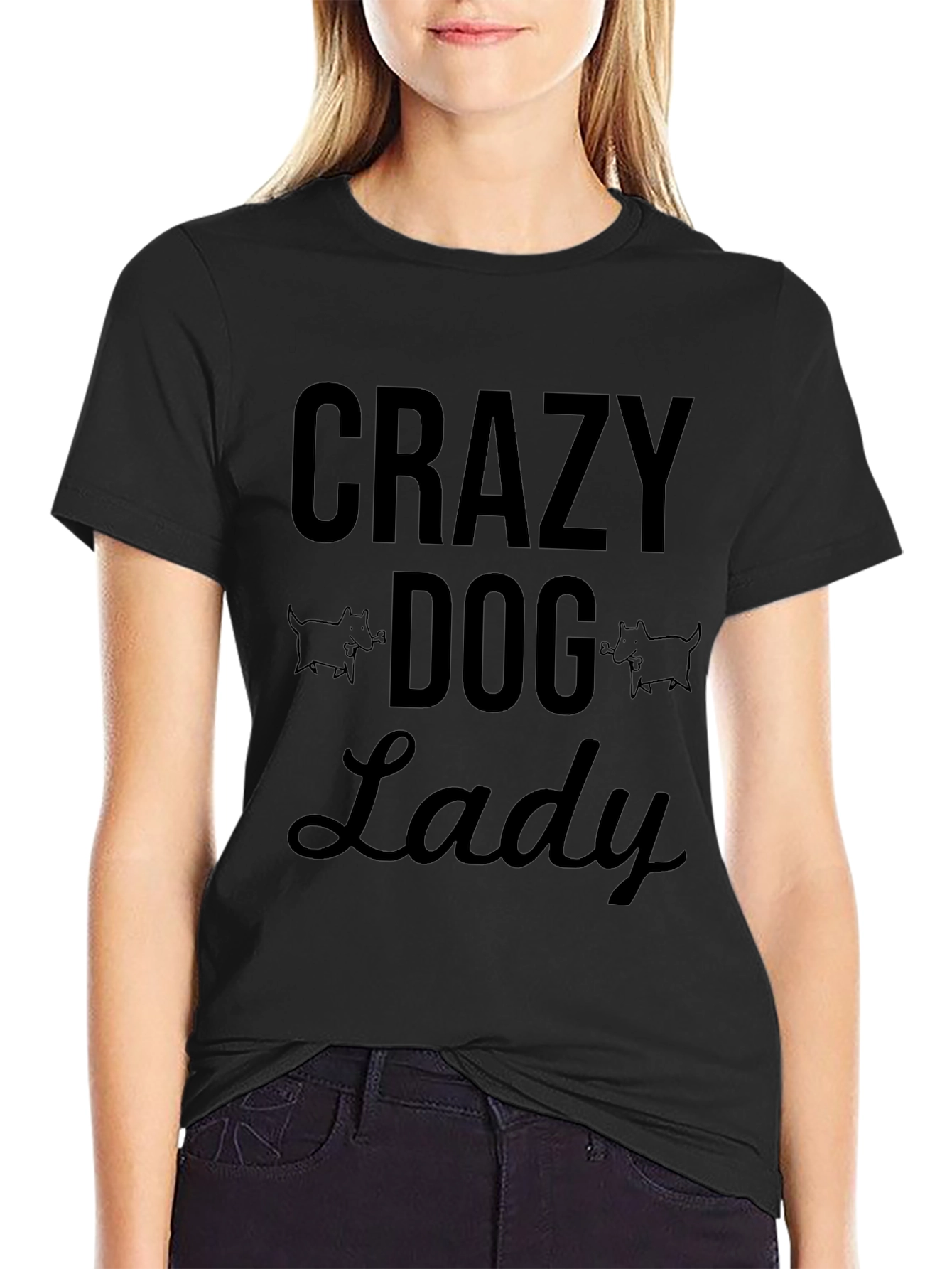 Crazy Dog Lady Black T-Shirt