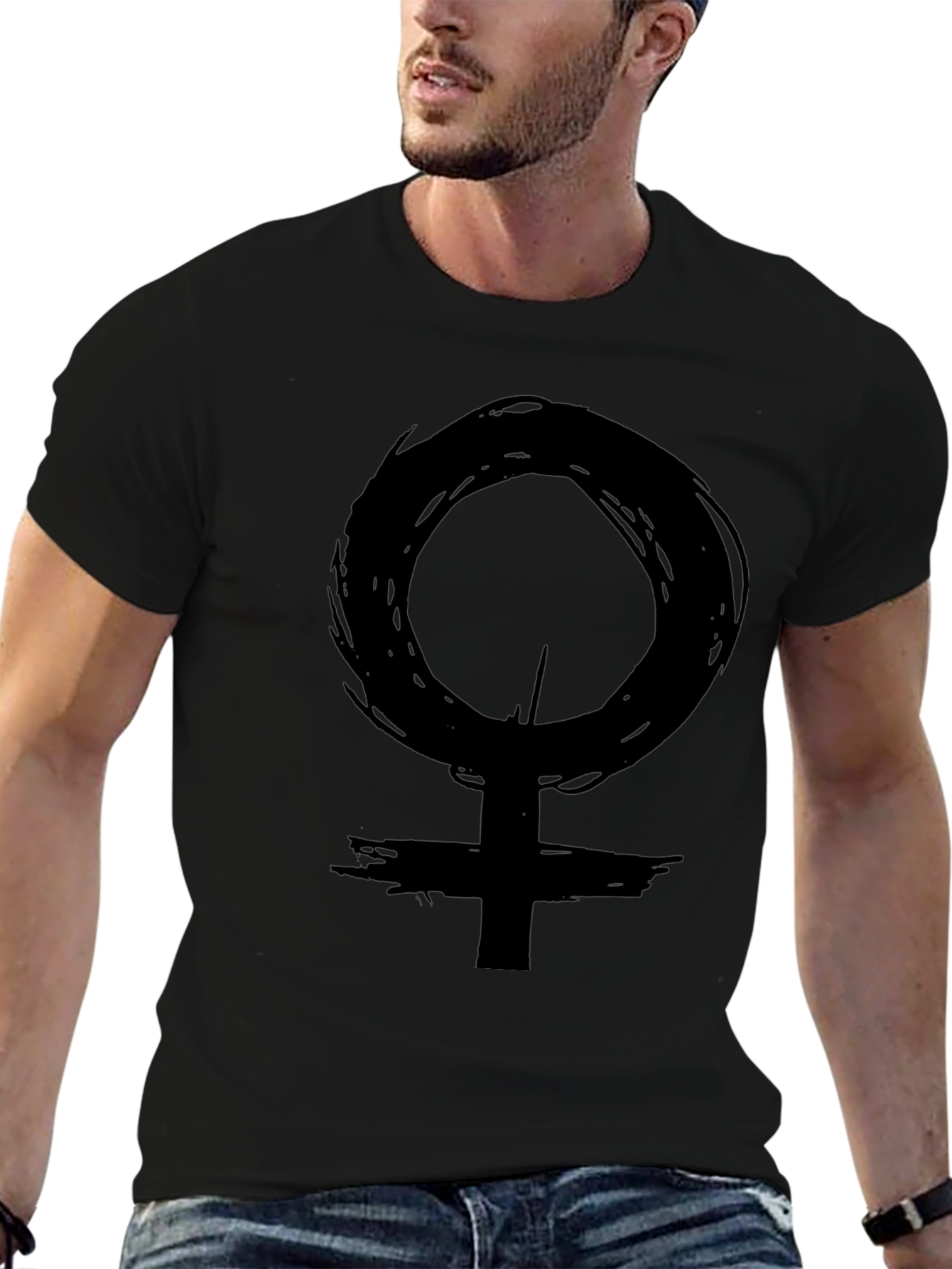 Grunge Venus Symbol T-Shirt - Black
