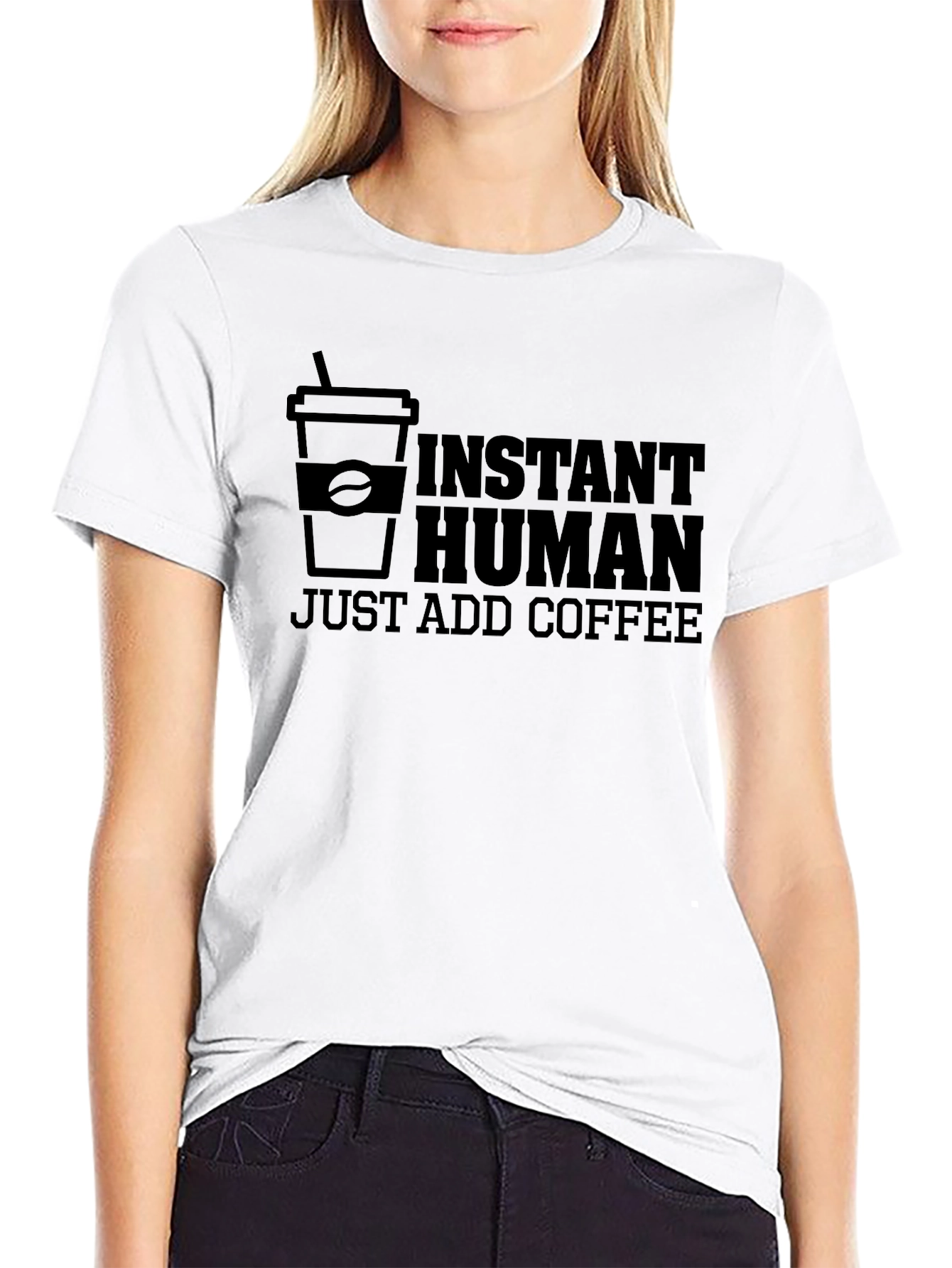 Instant Human Add Coffee T-Shirt - Black