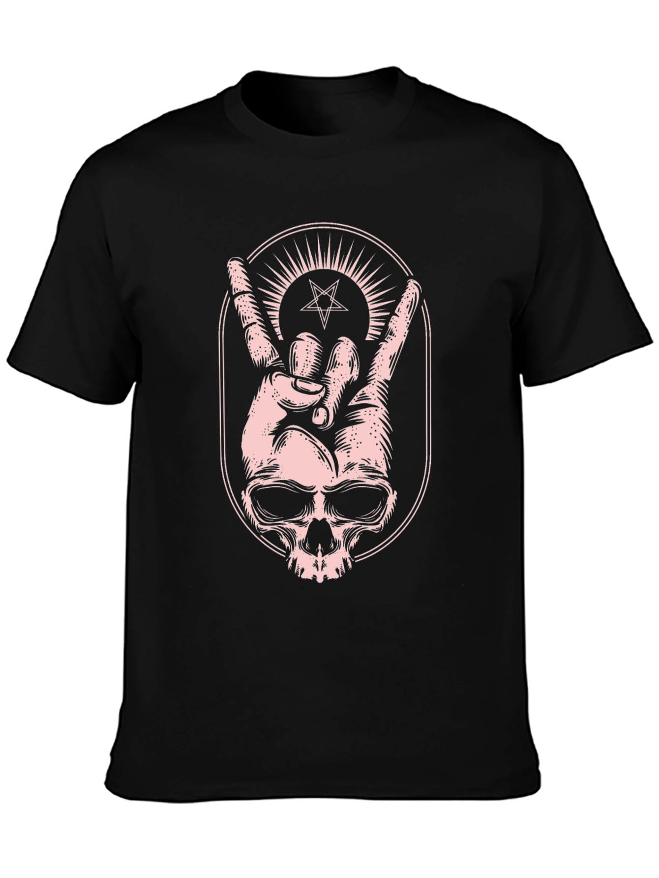 Skull Hand Graphic Print Tee - Rock On!