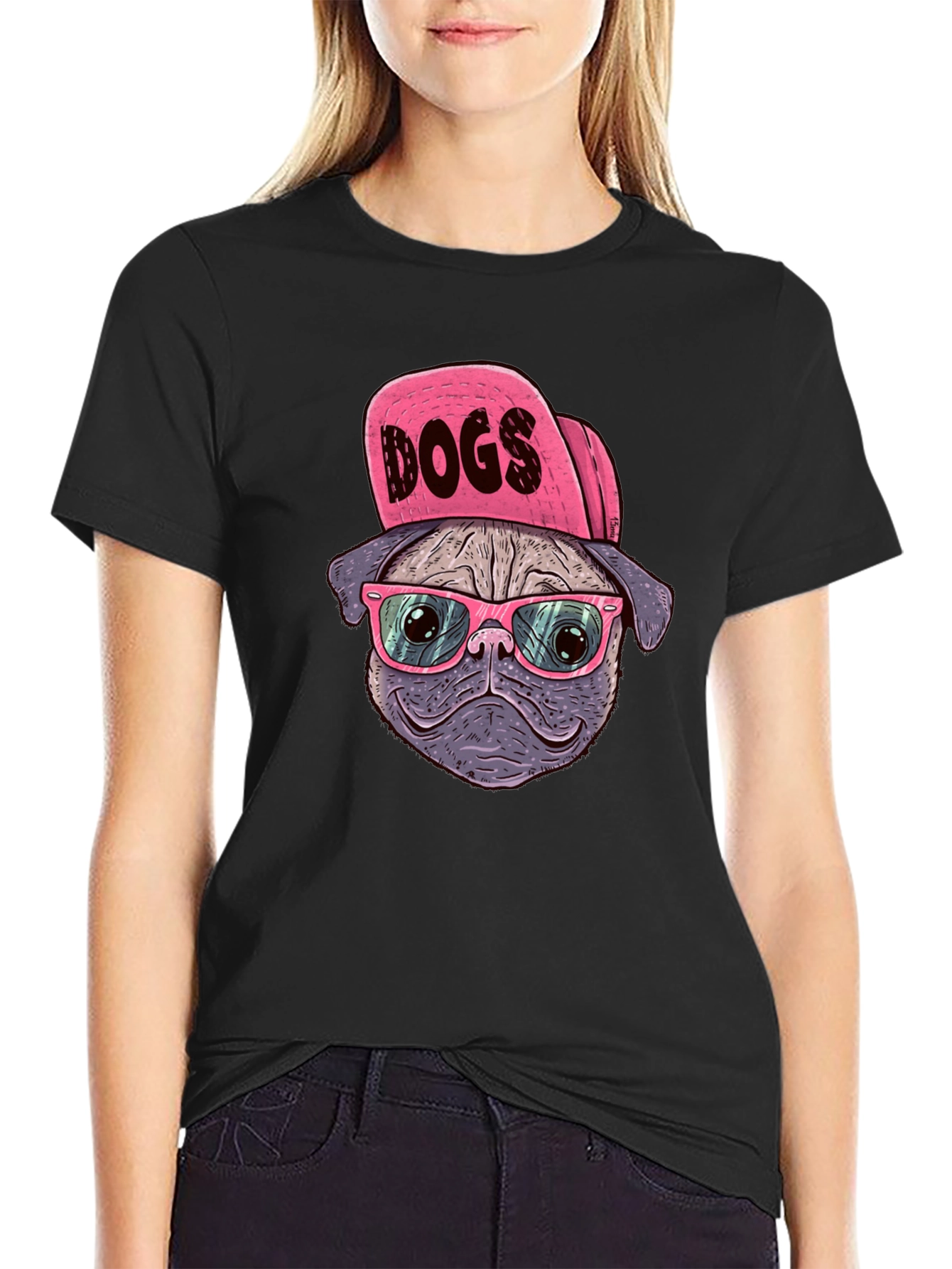 Cool Dog T-Shirt - Pug with Hat & Glasses