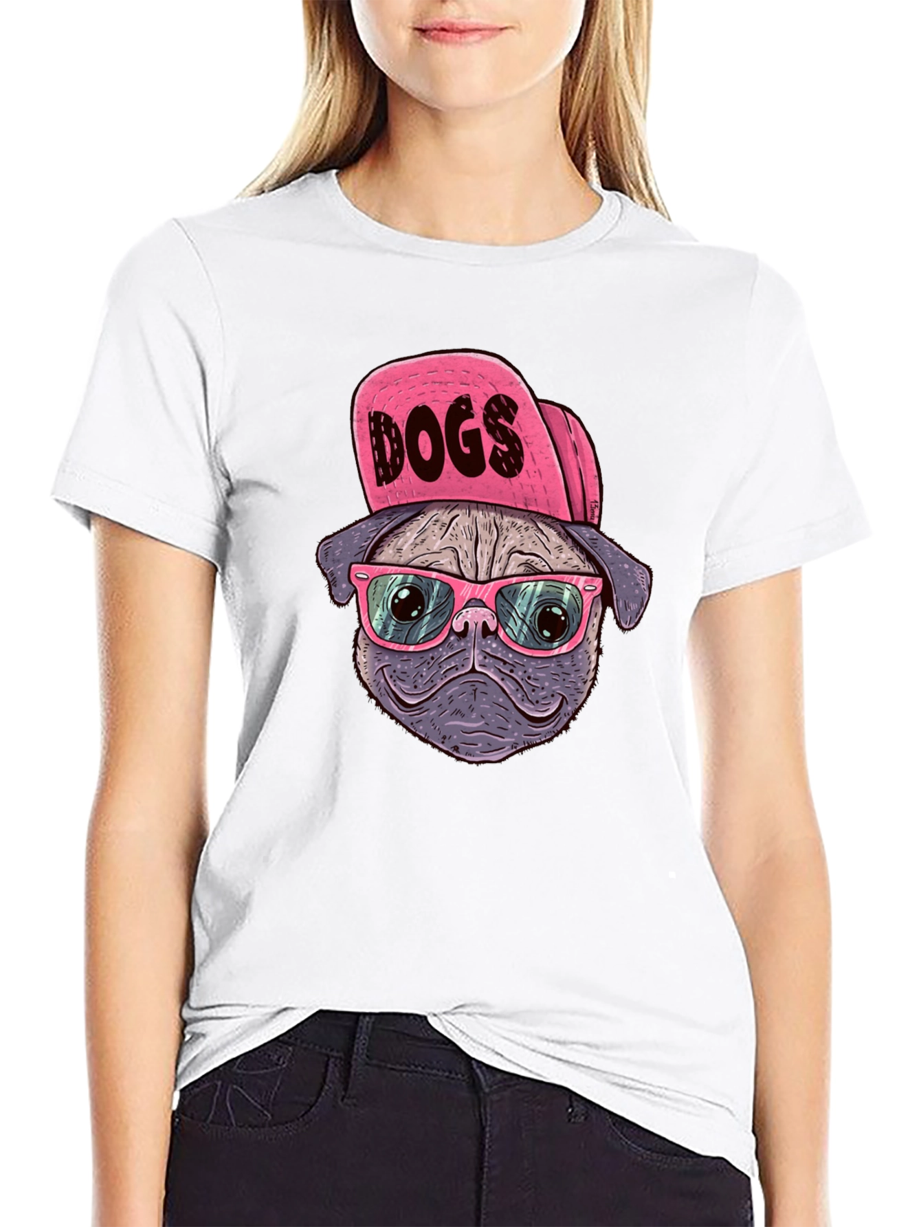 Cool Dog T-Shirt - Pug with Hat & Glasses