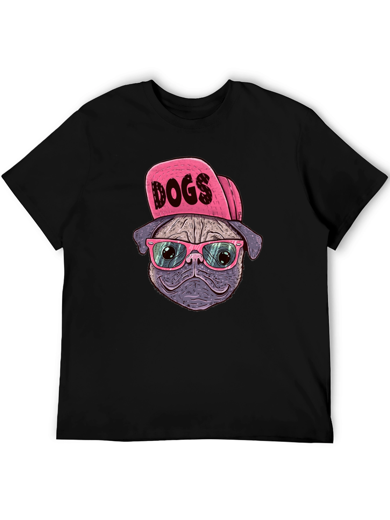 Cool Dog T-Shirt - Pug with Hat & Glasses
