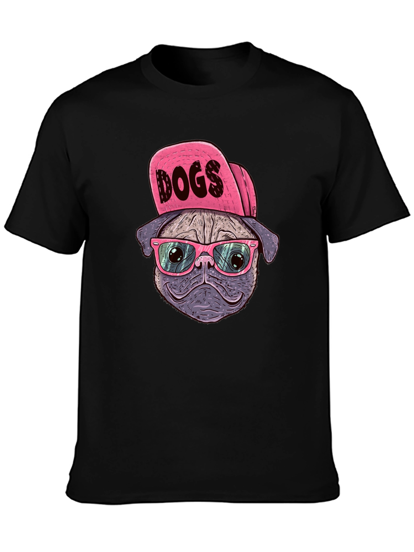 Cool Dog T-Shirt - Pug with Hat & Glasses