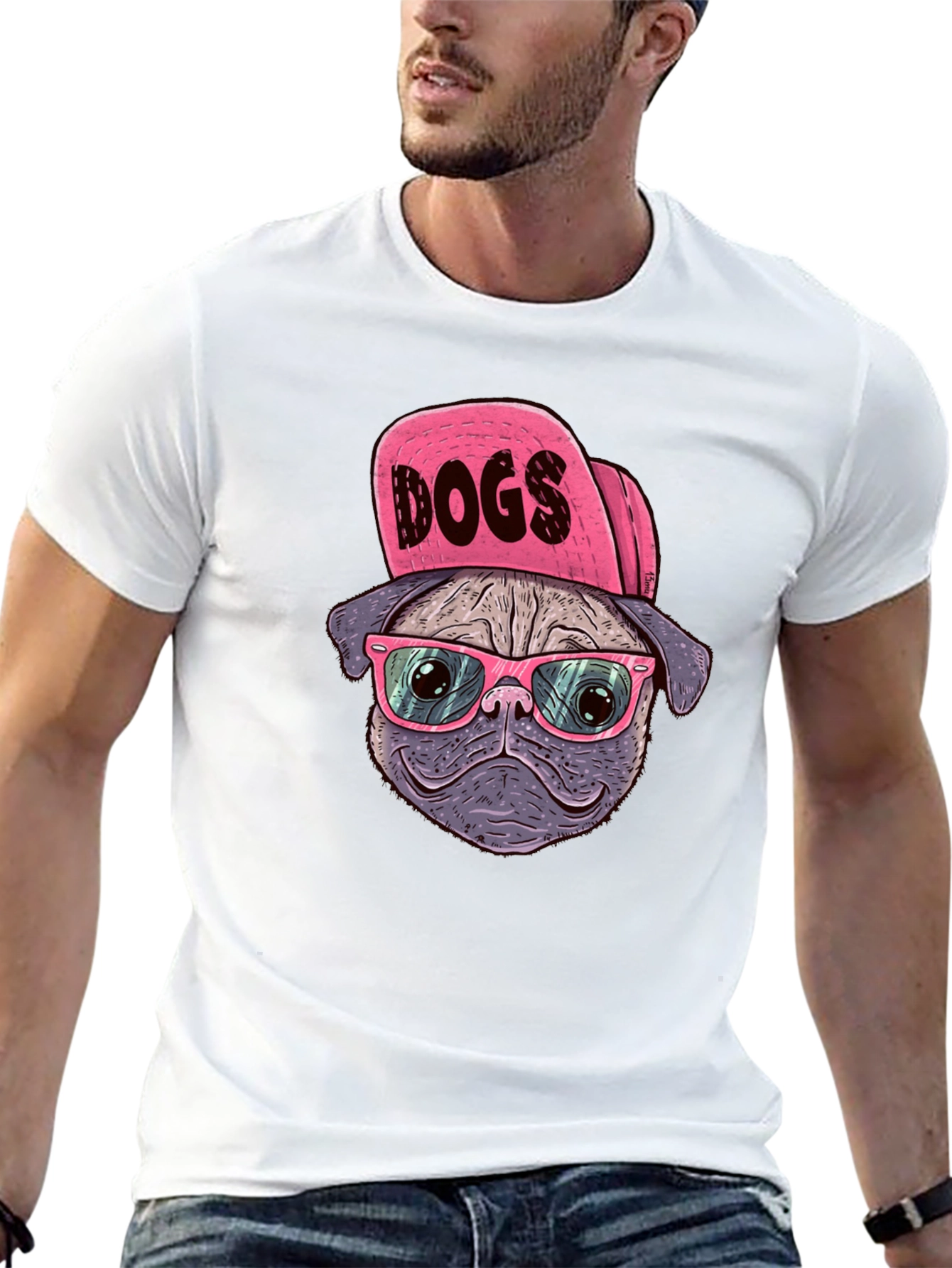 Cool Dog T-Shirt - Pug with Hat & Glasses