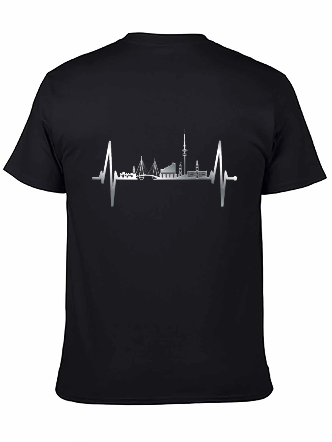 Hamburg Skyline Heartbeat Graphic Tee - Black