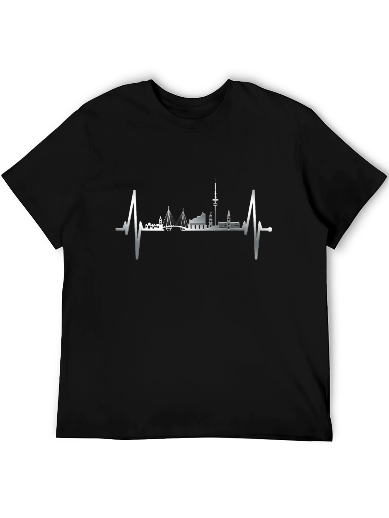 Hamburg Skyline Heartbeat Graphic Tee - Black