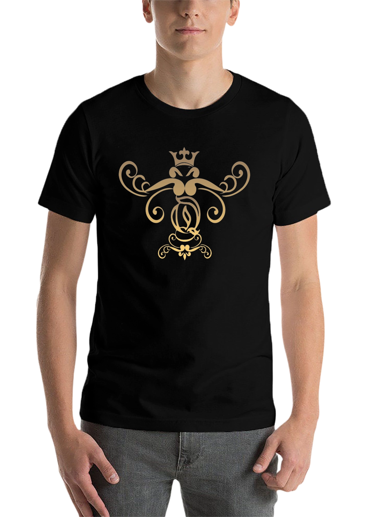 Elegant Crowned Letter Graphic T-Shirt