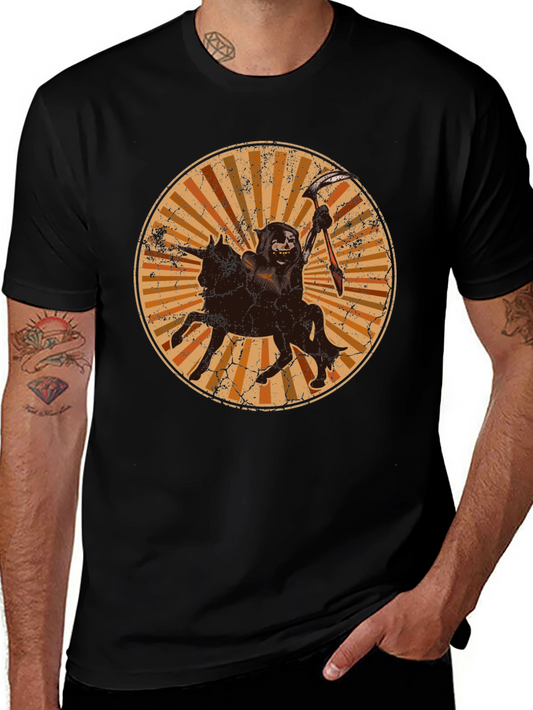 Grim Reaper Horse Rider Graphic Tee - Vintage Style