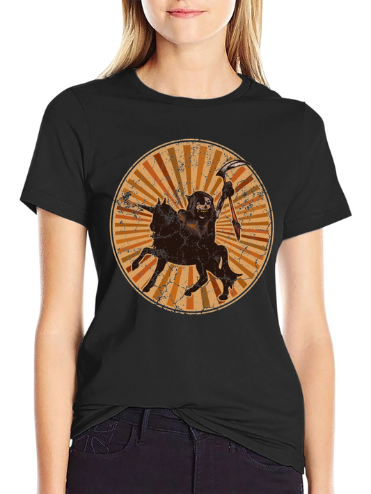 Grim Reaper Horse Rider Graphic Tee - Vintage Style