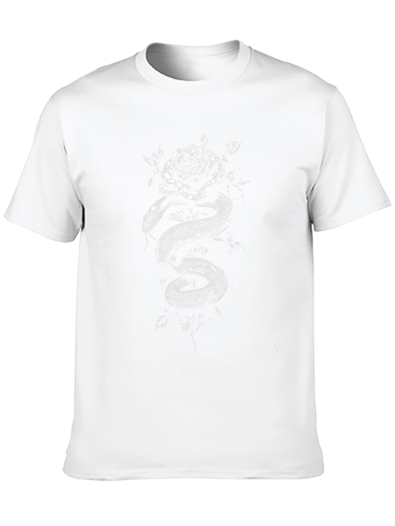 Snake & Rose Graphic Tee - Black Cotton T-Shirt