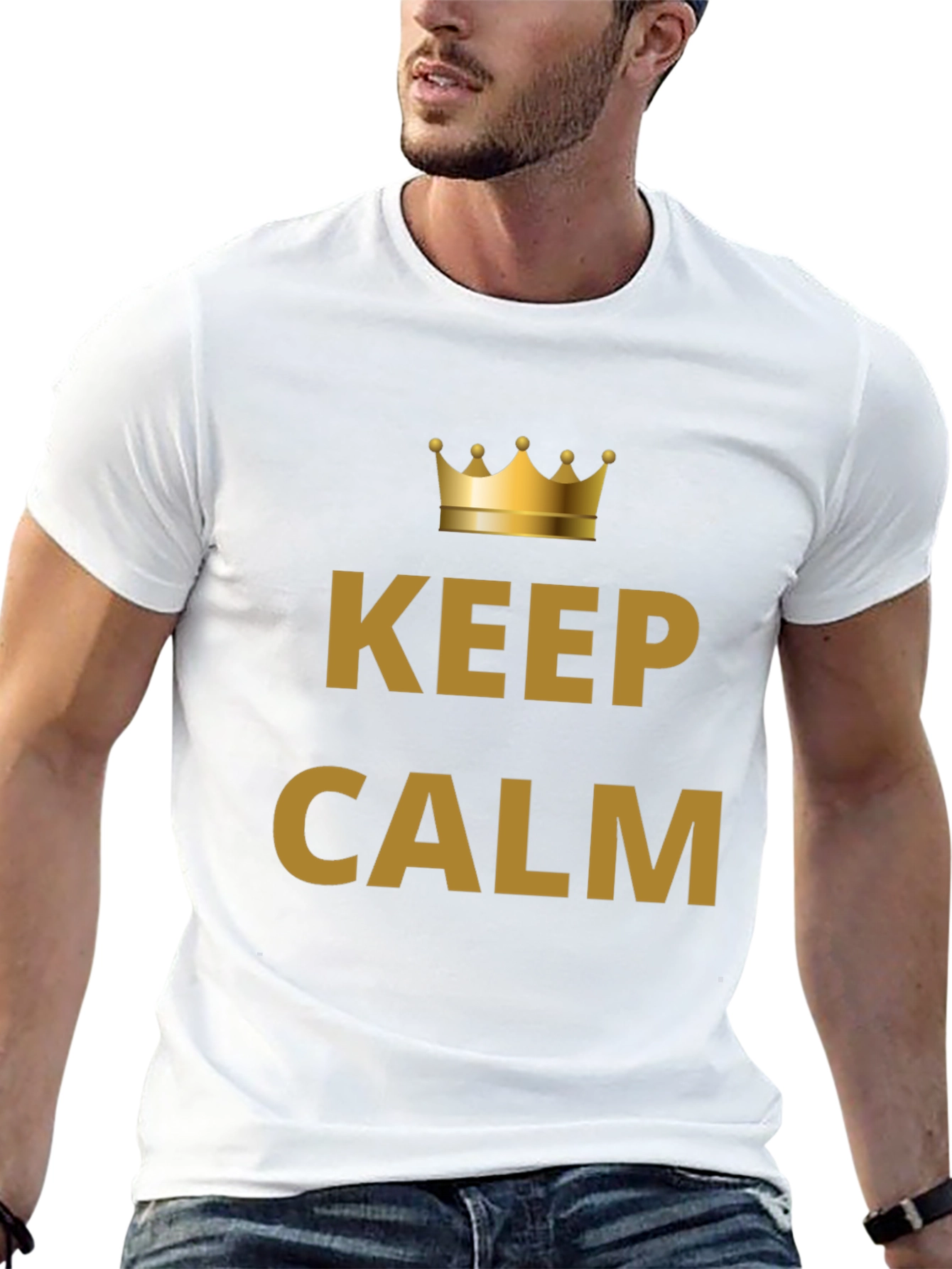 Keep Calm Crown Graphic Mens Black T-Shirt