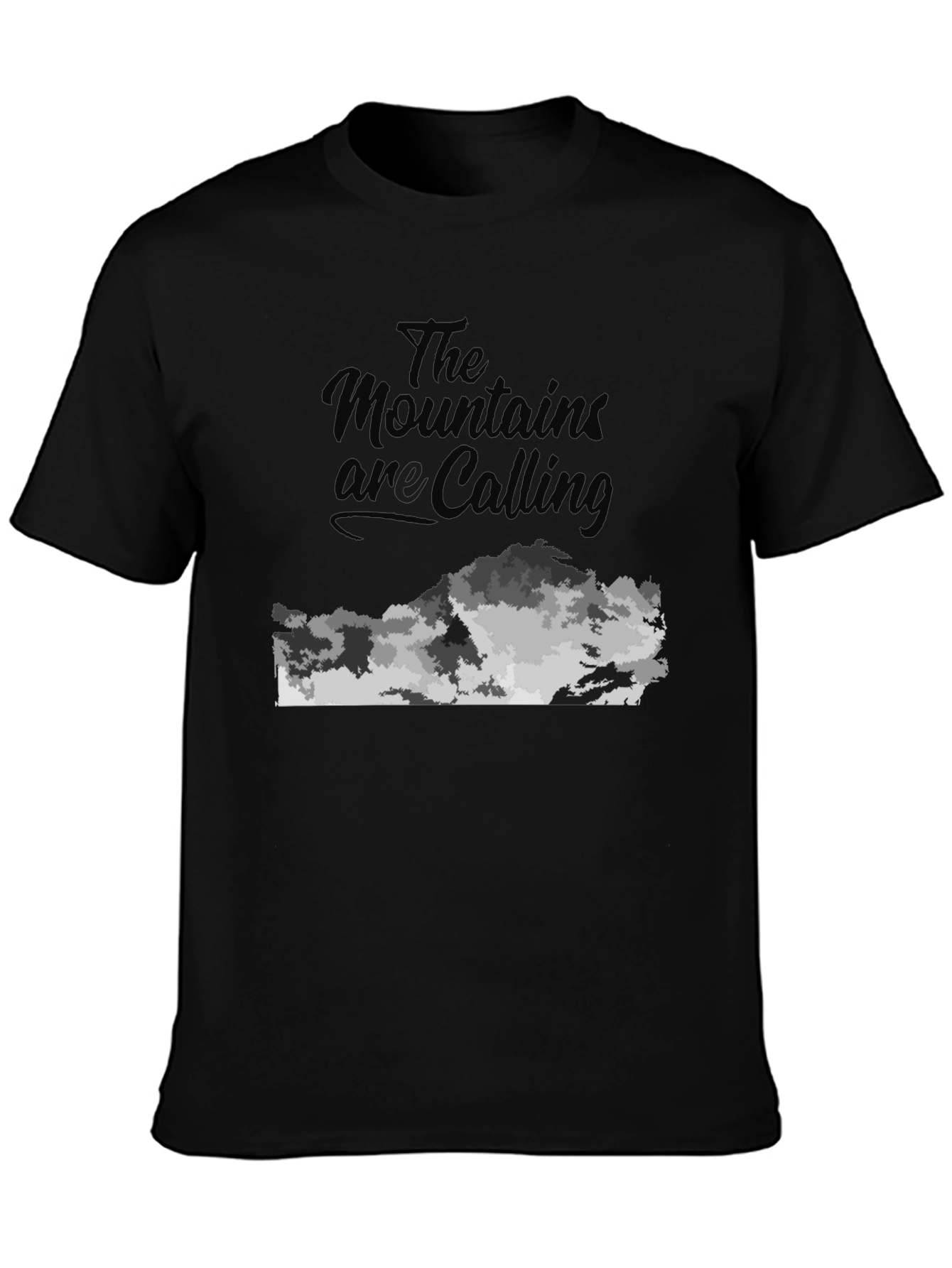 Mountains Are Calling Black Graphic Tee
