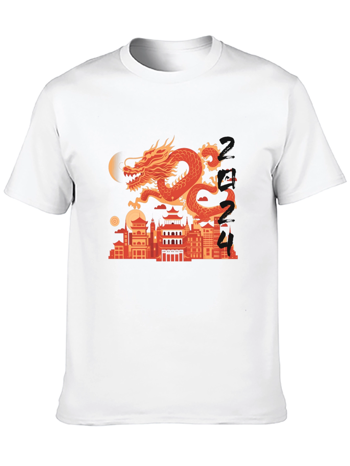 Dragon Cityscape Graphic Tee - Mens Black T-Shirt
