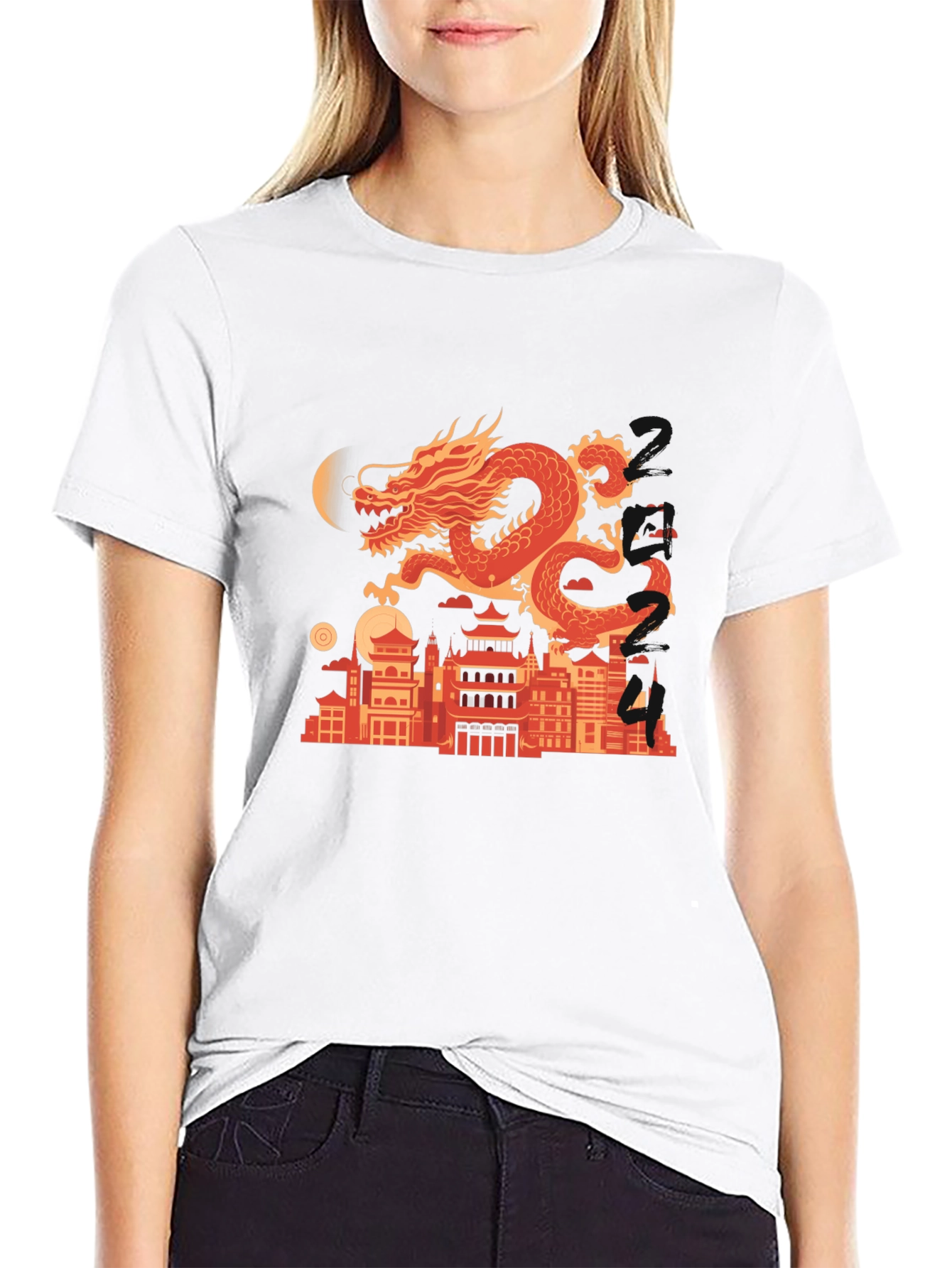 Dragon Cityscape Graphic Tee - Mens Black T-Shirt