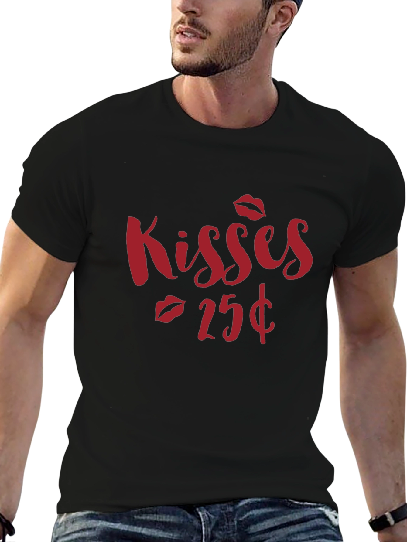 Kisses 25¢ Black Graphic Tee Shirt