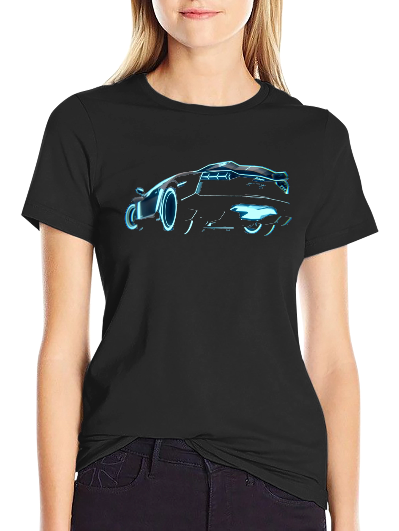 Neon Car Graphic Tee - Cool Black T-Shirt