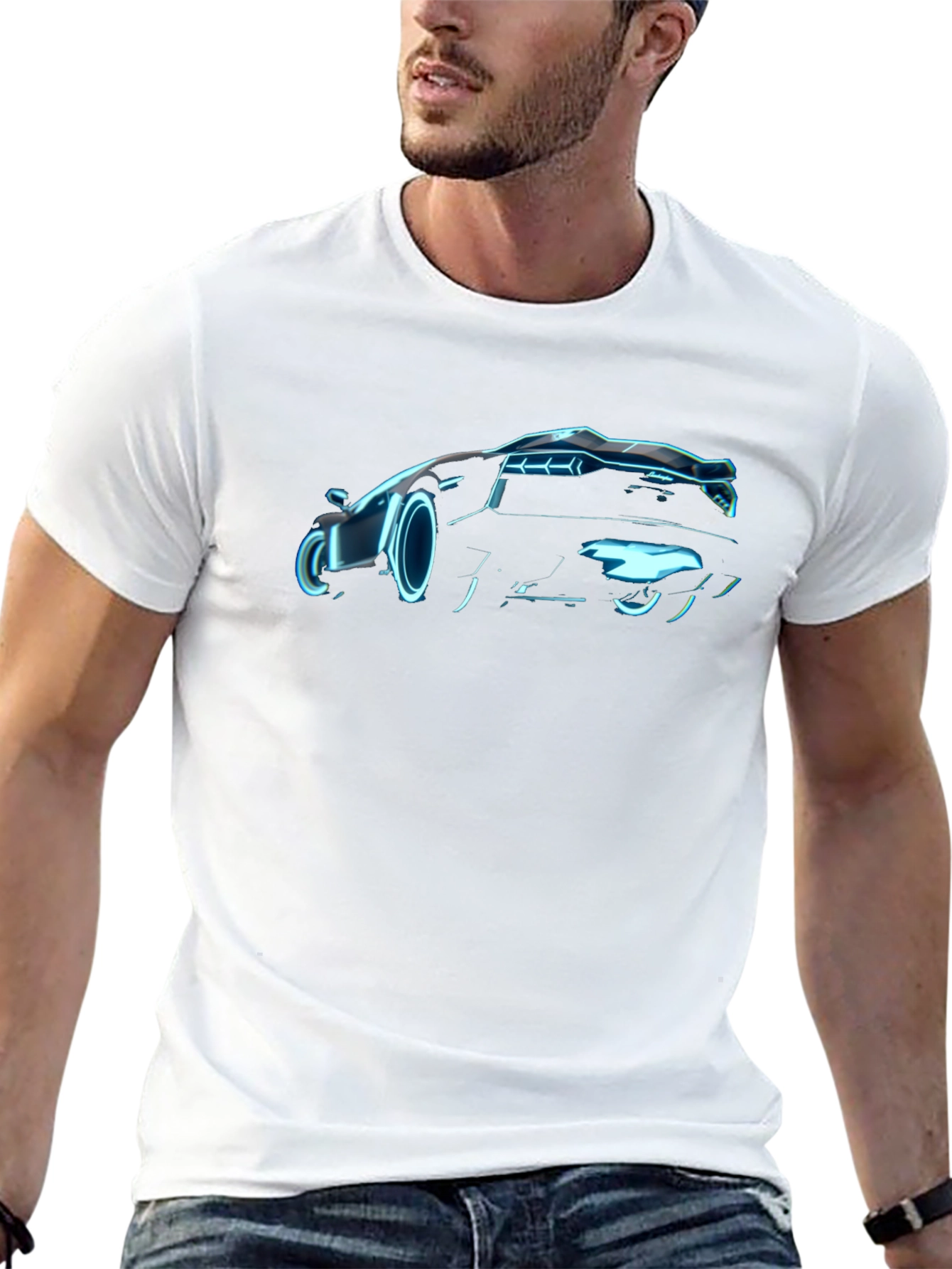Neon Car Graphic Tee - Cool Black T-Shirt