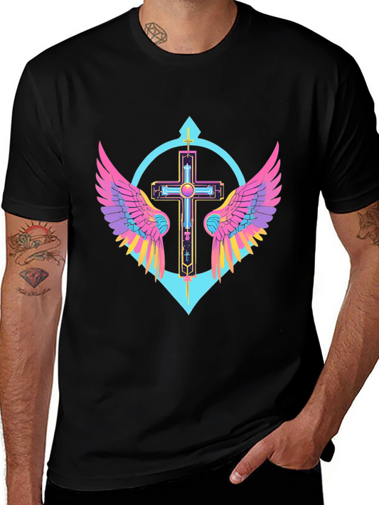 Neon Wings Cross Graphic Tee - Modern Christian Apparel