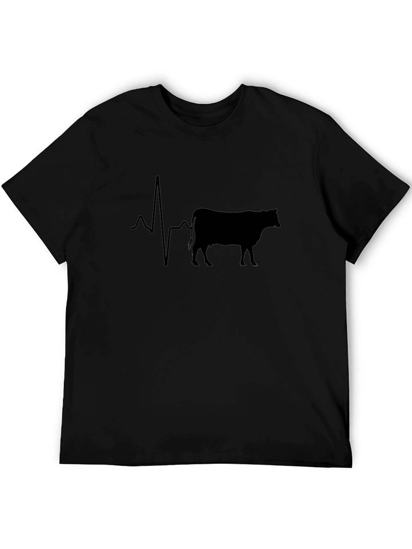 Cow Heartbeat T-Shirt - Black Graphic Tee