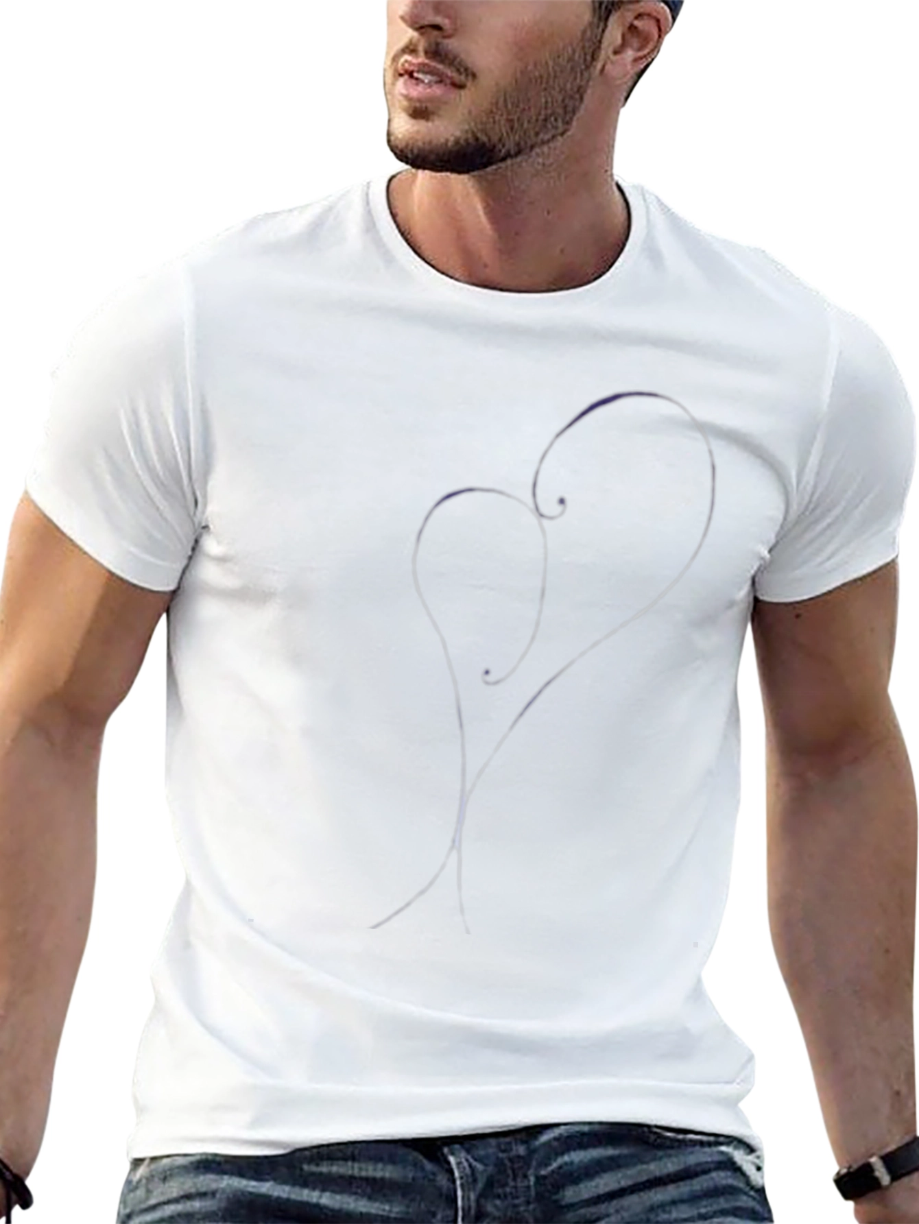 Heart Sketch Black T-Shirt