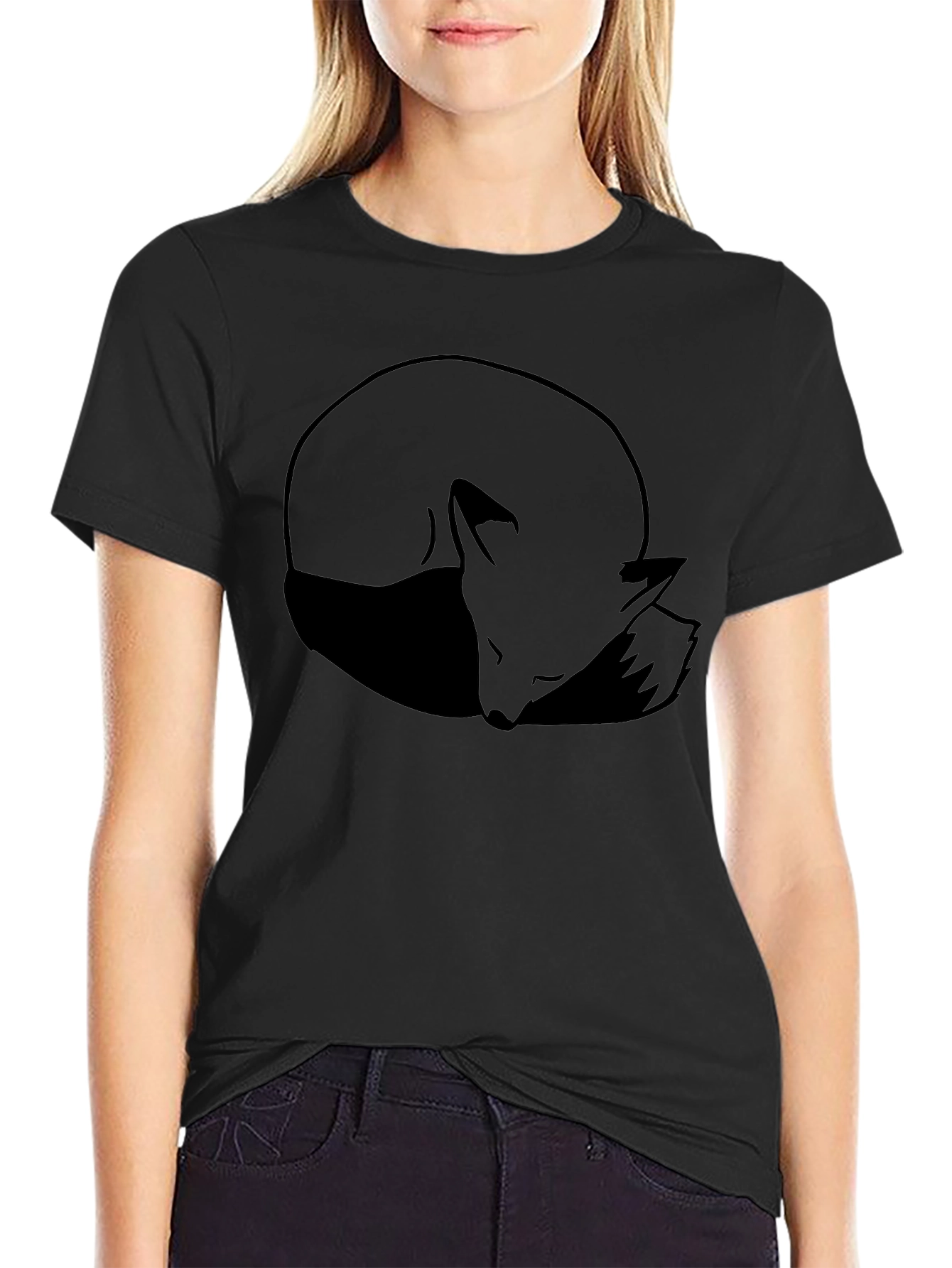 Sleeping Fox Graphic Black T-Shirt