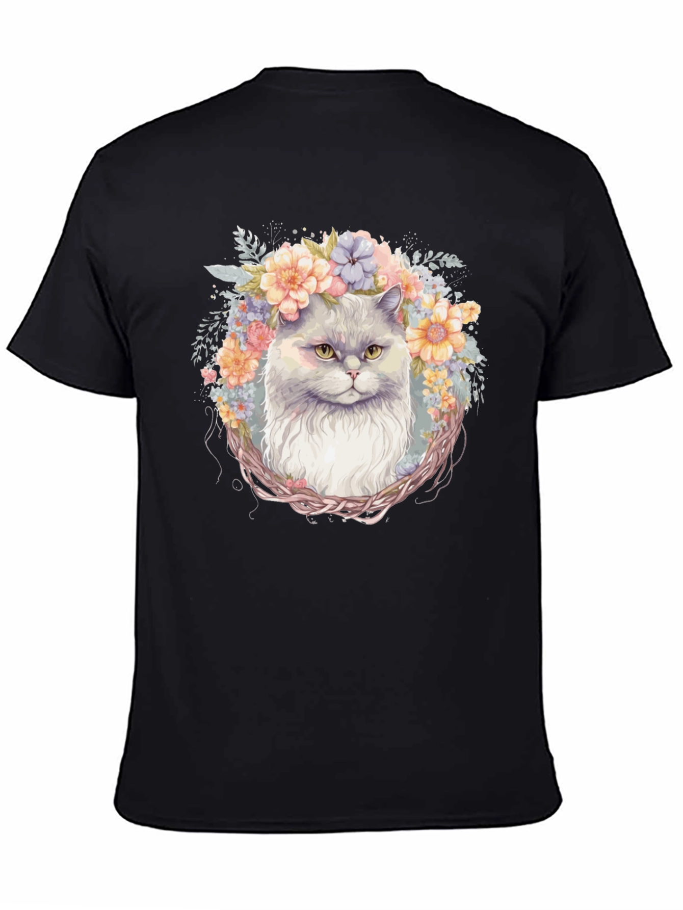 Floral Cat T-Shirt: Whimsical Comfort