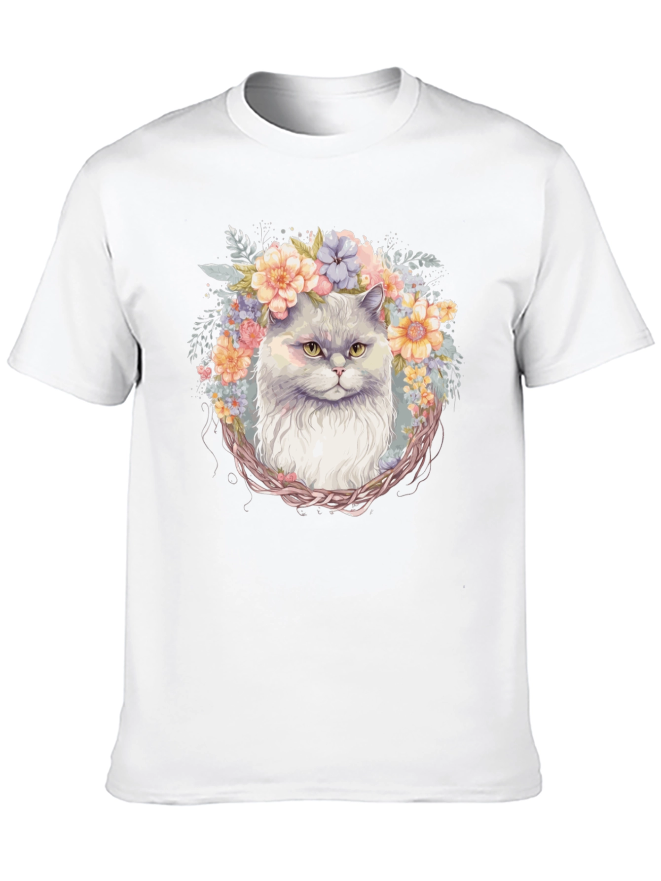 Floral Cat T-Shirt: Whimsical Comfort