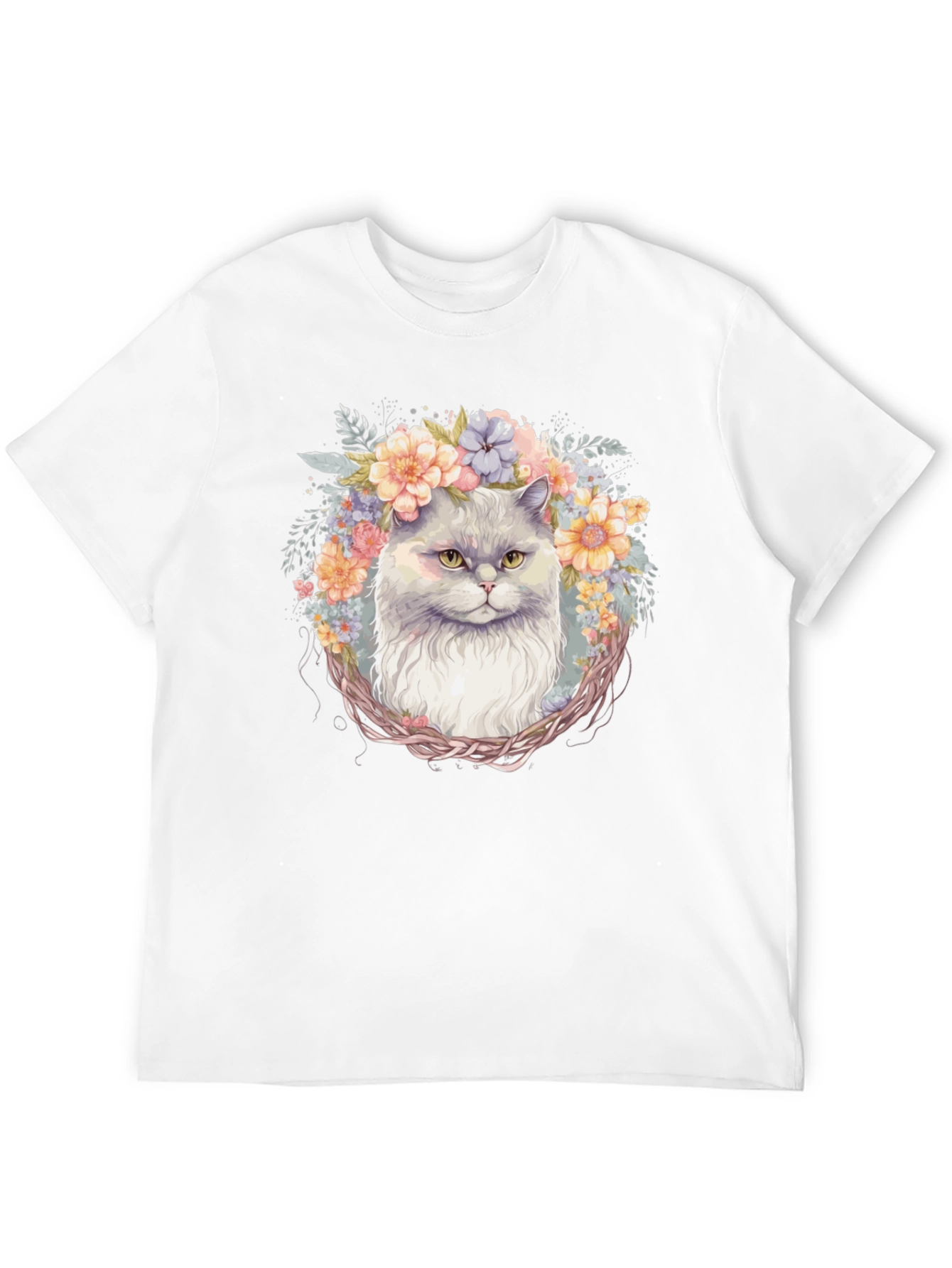 Floral Cat T-Shirt: Whimsical Comfort