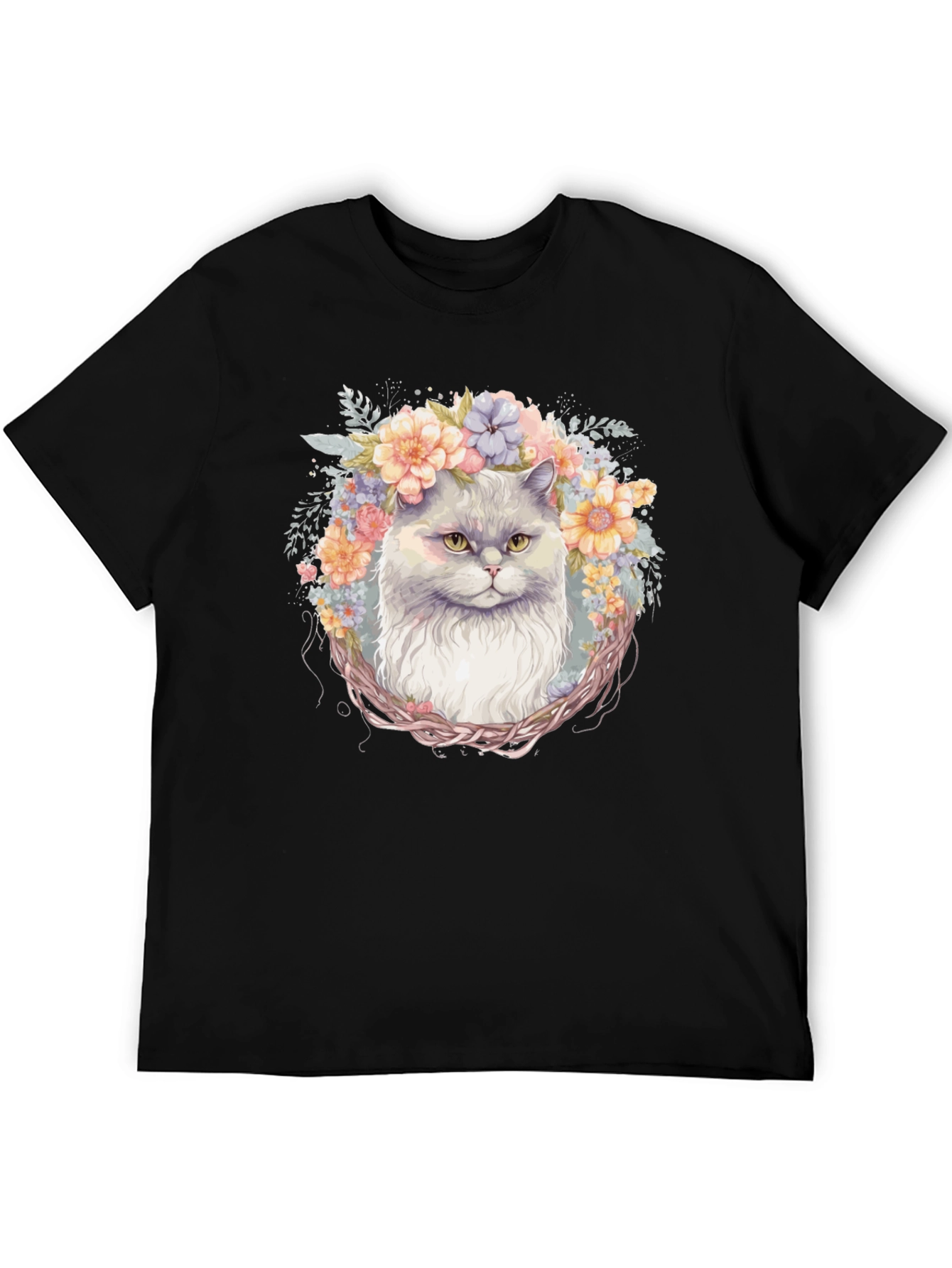 Floral Cat T-Shirt: Whimsical Comfort