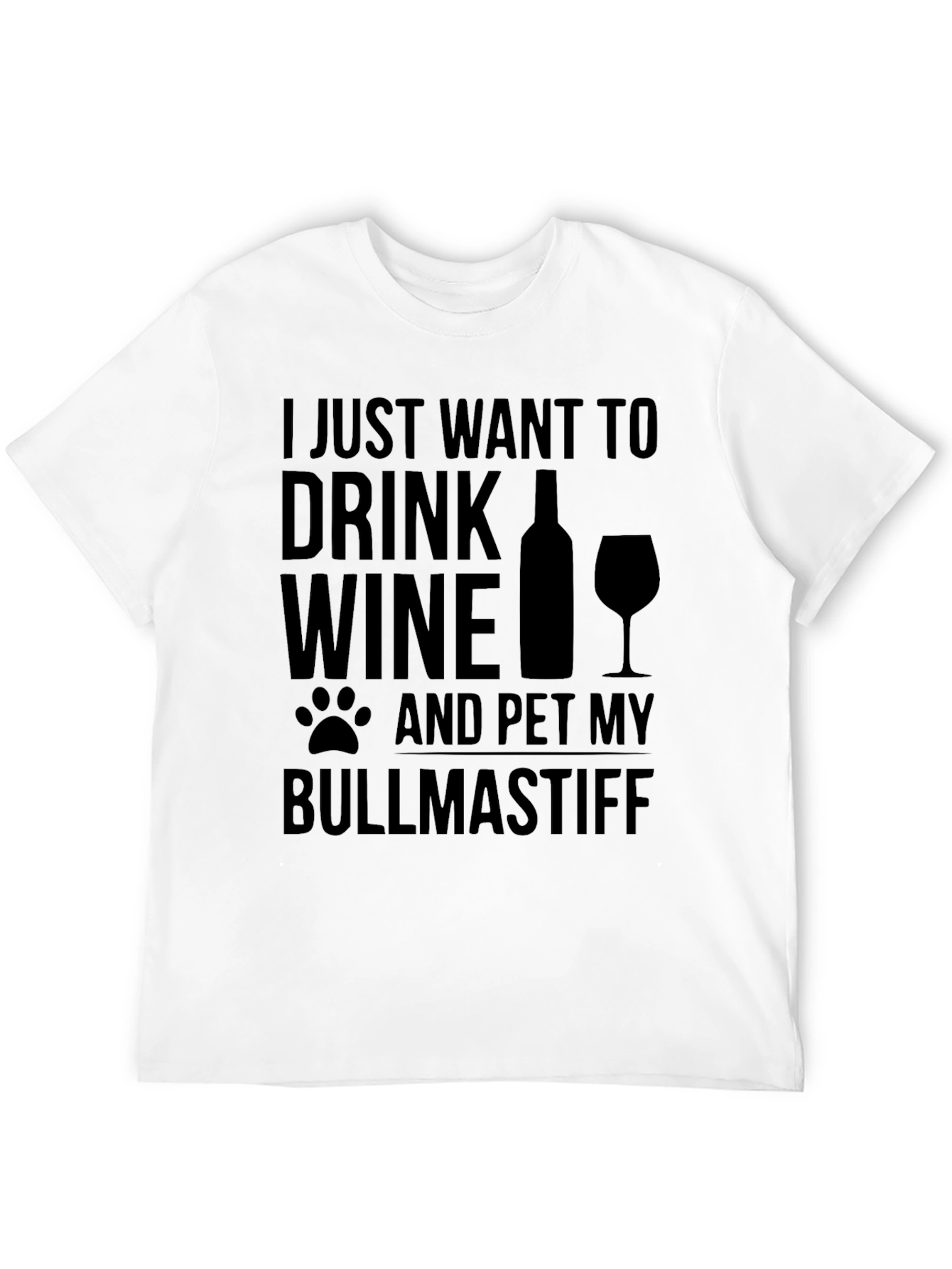 Wine and Bullmastiff Black Graphic Tee