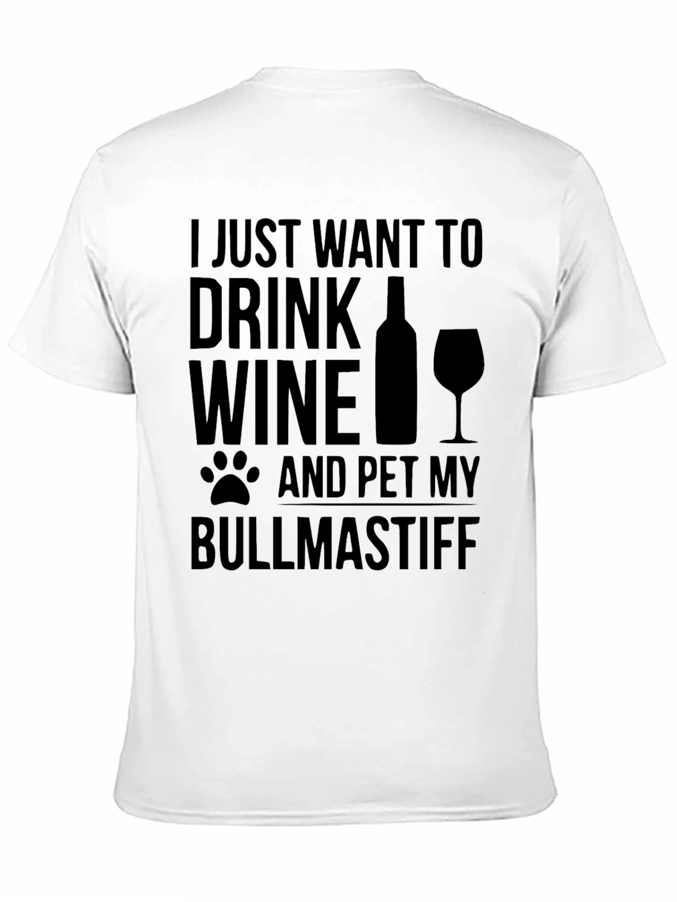 Wine and Bullmastiff Black Graphic Tee