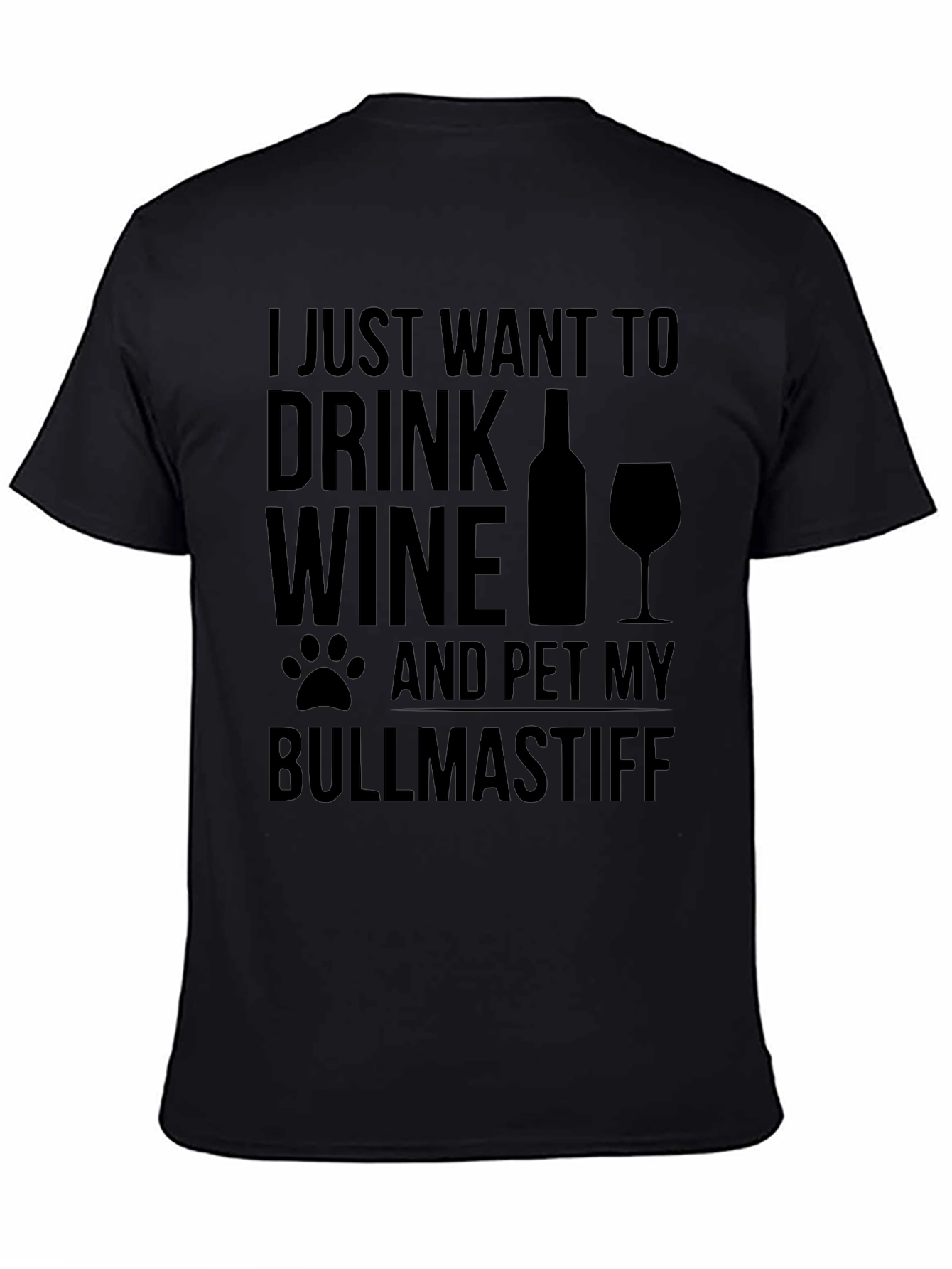 Wine and Bullmastiff Black Graphic Tee