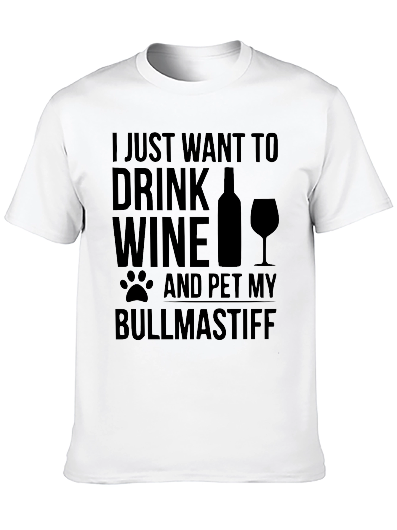 Wine and Bullmastiff Black Graphic Tee