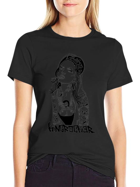 King Rocker Tattoo Graphic Black T-Shirt