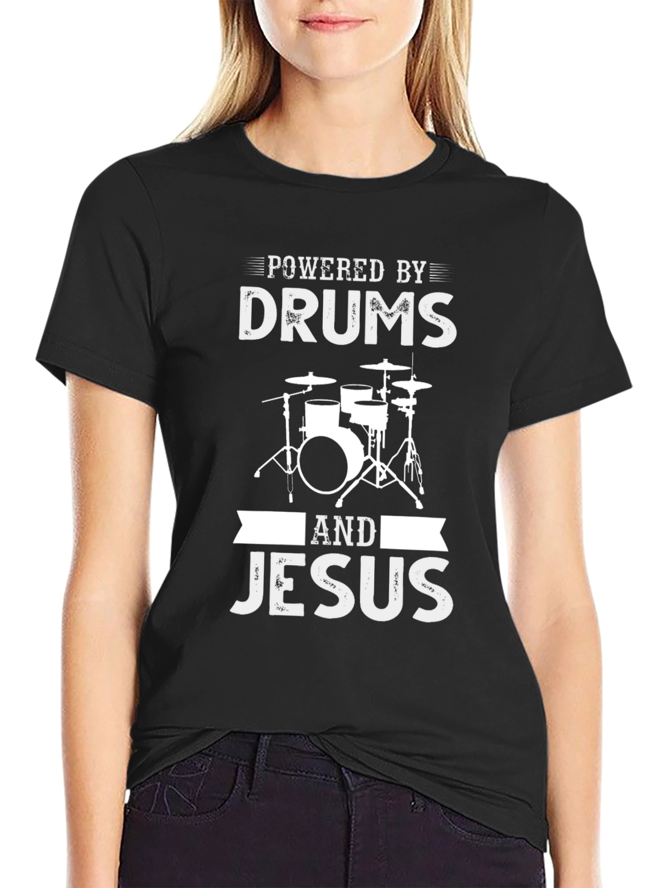 Powered By Drums & Jesus Graphic Tee