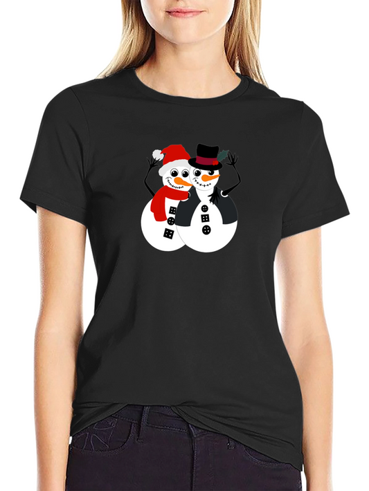 Festive Snowman Couple Graphic Tee