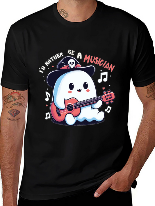 Ghost Musician Graphic T-Shirt - Halloween