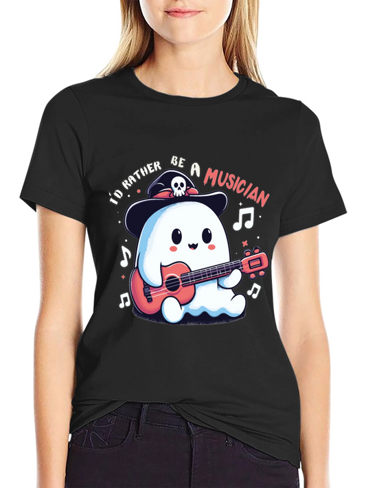 Ghost Musician Graphic T-Shirt - Halloween