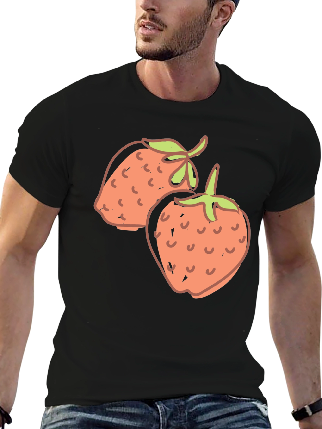 Strawberry Graphic Black T-Shirt